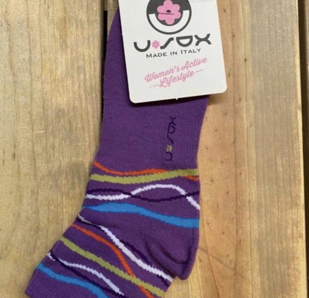 U Sox Emma Ankle Socks Size Large 10.5-12 Purple NWT Made in Italy